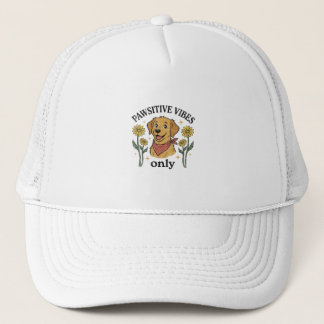 Cute Golden Retriever Pawsitive Vibes Only Daisy F Trucker Hat
