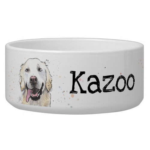 Cute Golden Retriever personalized named dog Bowl