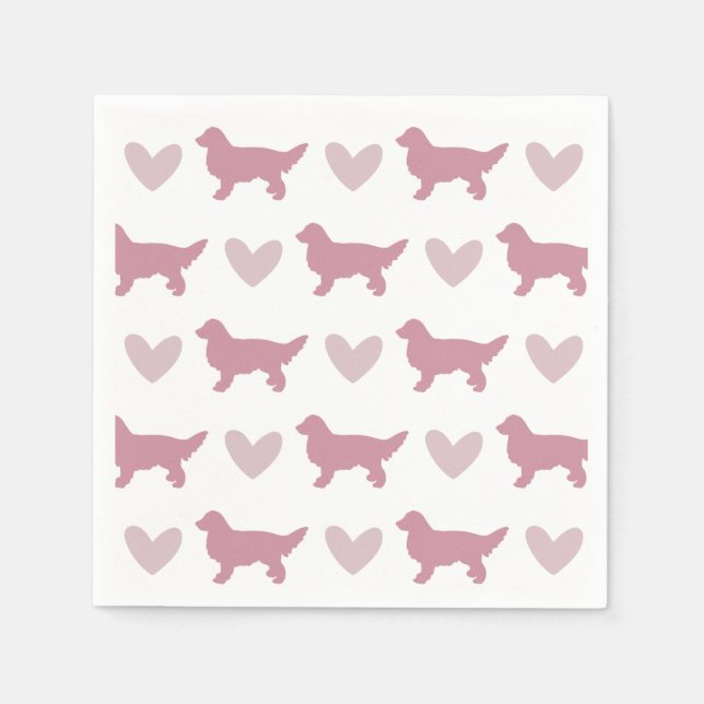 Cute Golden Retriever Pink Dog Valentines  Napkins (Front)