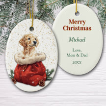 Cute Golden Retriever Puppy Christmas Gift Bag