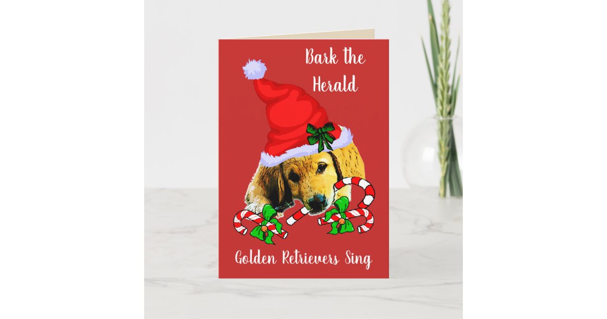 Cute Golden Retriever Puppy Christmas Holiday Card | Zazzle
