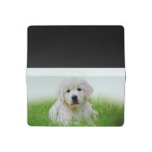 Cute Golden Retriever Puppy Dog Green Grass Checkbook Cover (Open)