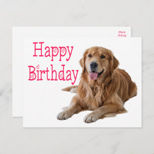 Cute Golden Retriever Puppy Dog Happy Birthday Postcard