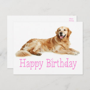 Cute Golden Retriever Puppy Dog Happy Birthday Postcard