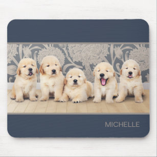 Cute Golden Retriever Puppy Dog Personalized Name Mouse Pad
