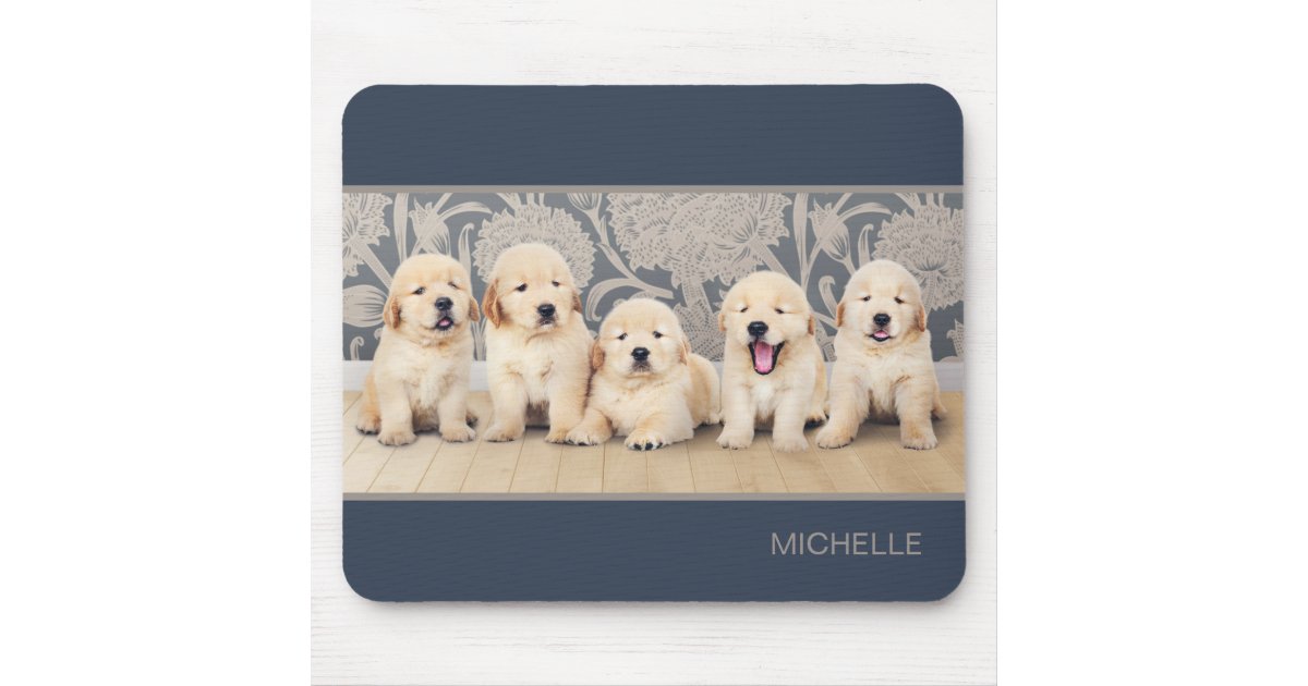 Cute Golden Retriever Puppy Dog Personalized Name Mouse Pad