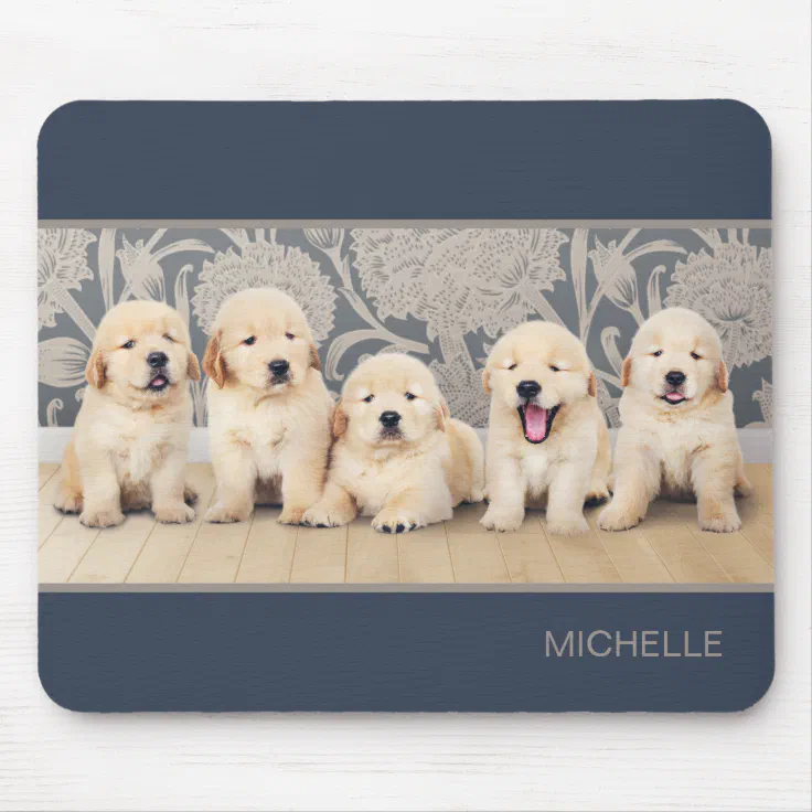 Golden Retriever Dog Personalised Computer Mouse Mat 