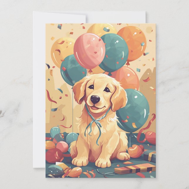 Cute Golden Retriever Puppy Flat Greeting Card (Front)