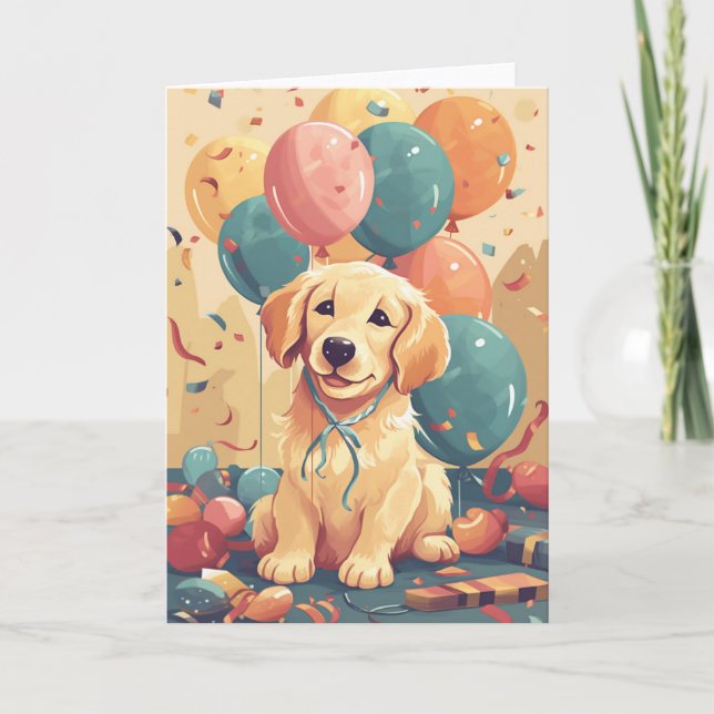 Cute Golden Retriever Puppy Folded Greeting Card (Front)
