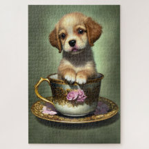Cute Golden Retriever Puppy in a Teacup