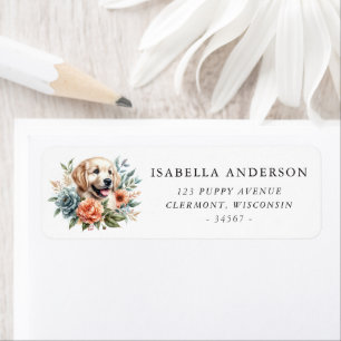 Cute Golden Retriever Puppy Watercolor Address Label