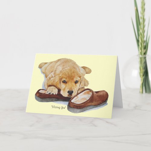 cute golden retriever pyppy dog missing you card