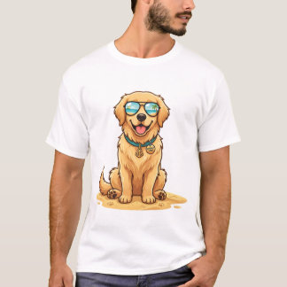 Cute Golden Retriever Sunglasses Tee | Dog Lover S