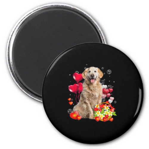Cute Golden Retriever Valentines Heart Flower Dog Magnet