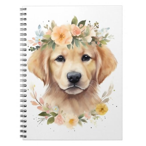 Cute Golden Retriever Watercolor Adorable Dog Notebook