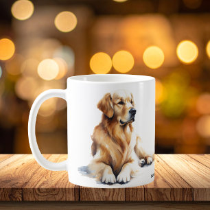 Cute Golden Retriever Watercolor Coffee Mug