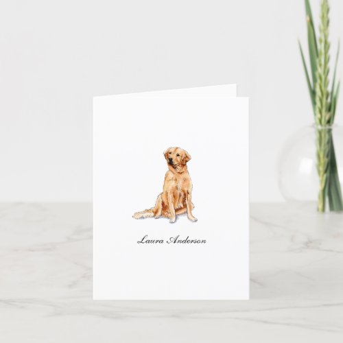 Cute Golden Retriever watercolor Folded  Thank You Card