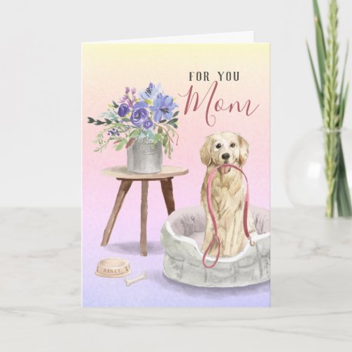 Cute Golden Retriever Watercolor Happy Birthday Card