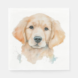 Cute Golden Retriever Watercolor Puppy Dog Napkins