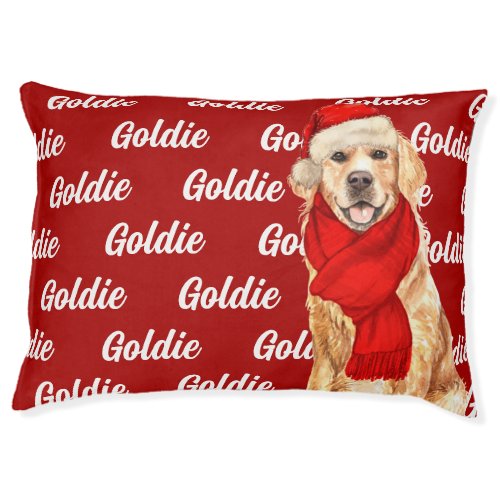 Cute Golden Retriever with Dogs Name Holiday Pet Bed