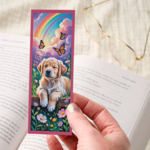 Cute Golden Retriever With Flowers Bookmarks