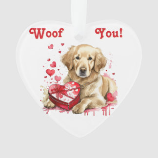 Cute Golden Retriever with Heart Box for Dog Lover Ornament