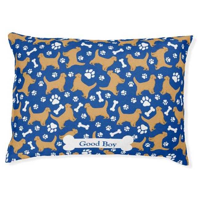 Cute Golden Retrievers Paws and Bones Pet Bed (Front)