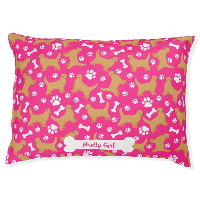 Cute Golden Retrievers Paws and Bones Pet Bed (Front)