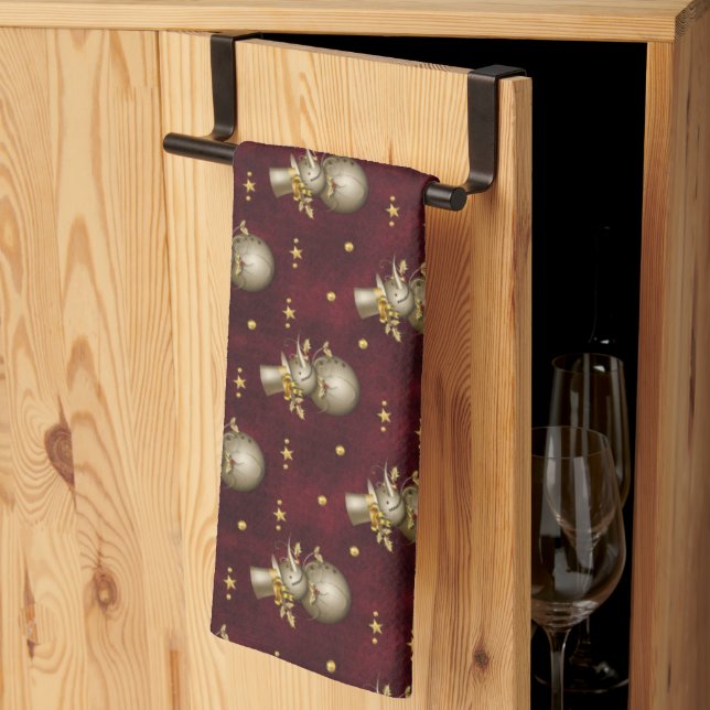 Cute Golden Snowman Towel (Thirds Fold)