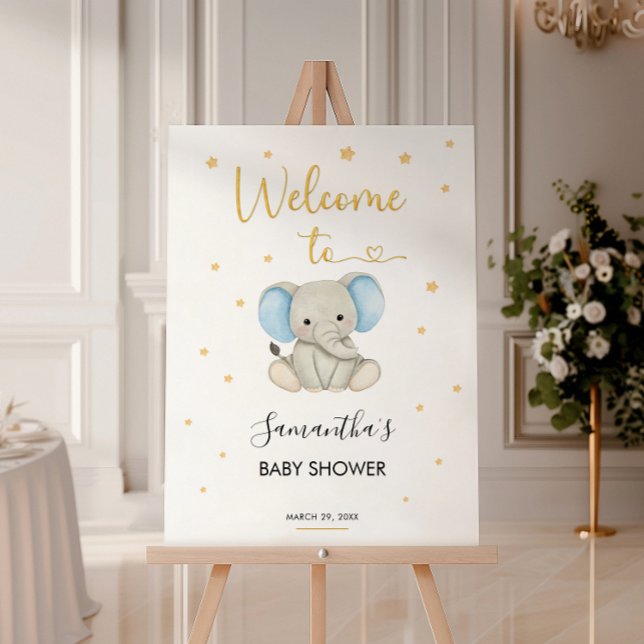 Cute Golden Stars Elephant Baby Shower Foam Board (Creator Uploaded)