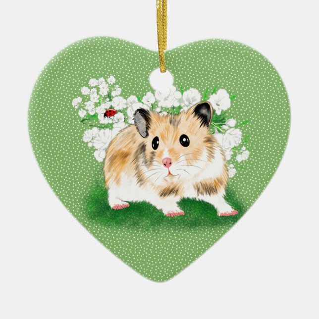 Cute golden Syrian Hamster art gifts accessories Ceramic Ornament (Front)