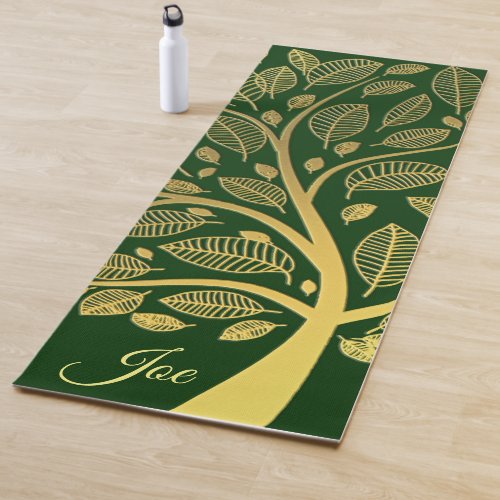 Cute Golden Tree Of Life Greenery Foliage Elegant Yoga Mat