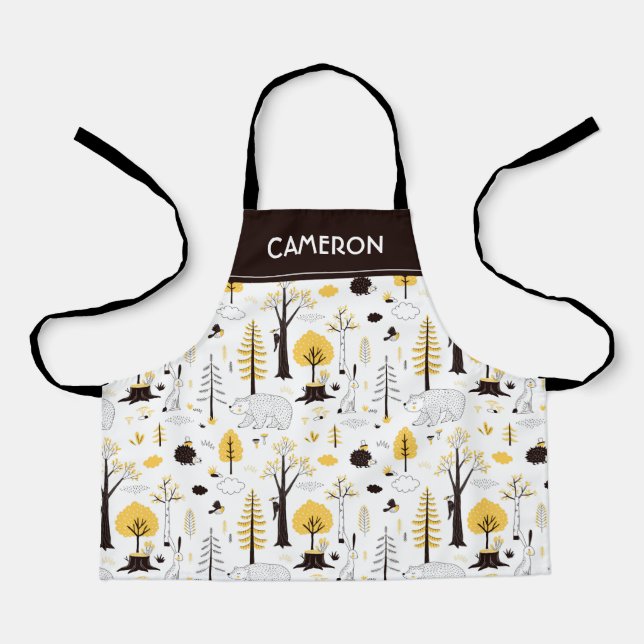 Cute Golden Woods Scene Pattern Apron (Front)