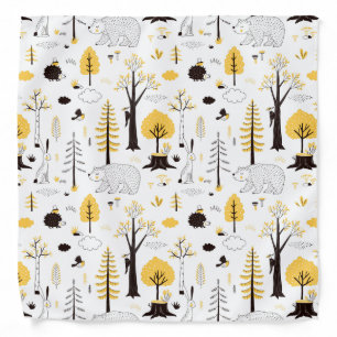 Cute Golden Woods Scene Pattern Bandana