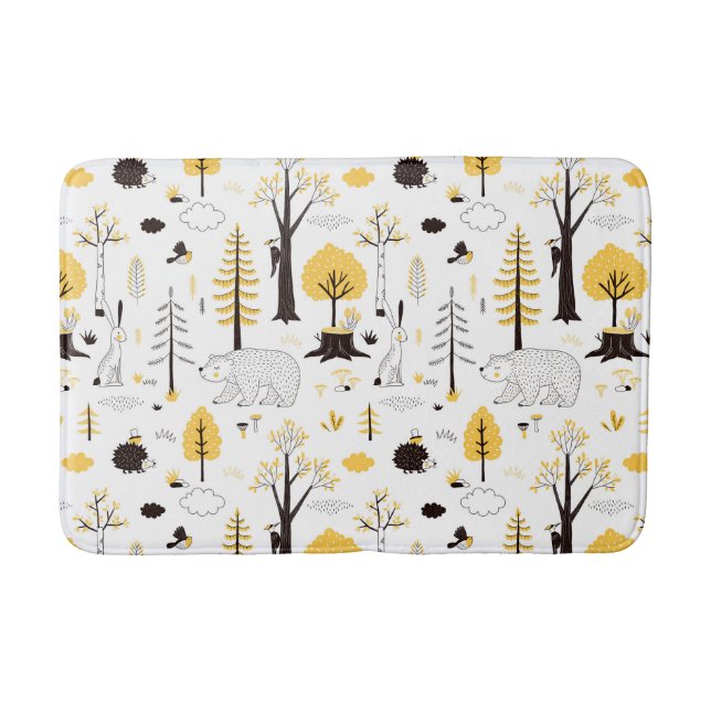 Cute Golden Woods Scene Pattern Bath Mat (Front)