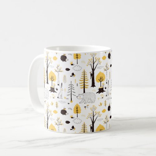 Cute Golden Woods Scene Pattern Coffee Mug