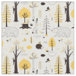 Cute Golden Woods Scene Pattern Fabric