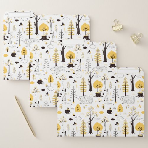 Cute Golden Woods Scene Pattern File Folder