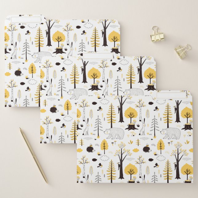 Cute Golden Woods Scene Pattern File Folder (Set)