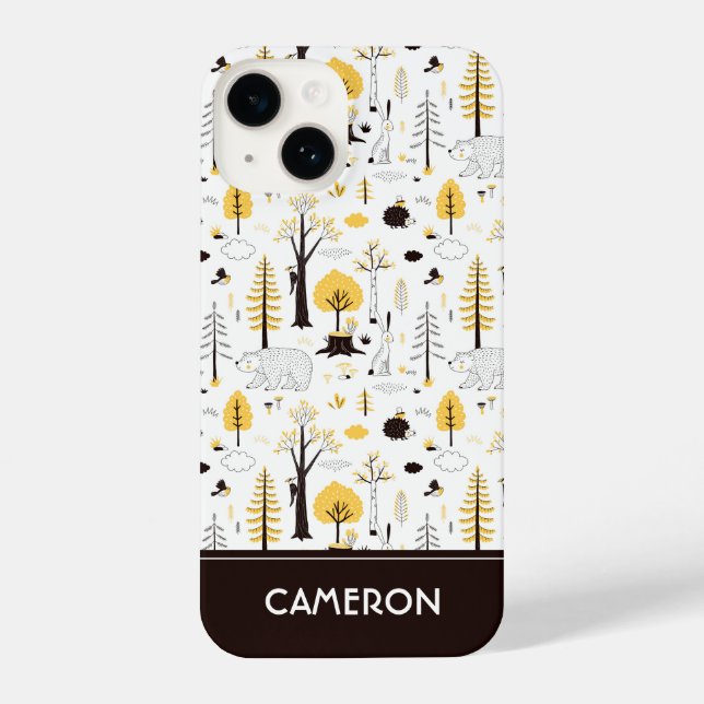 Cute Golden Woods Scene Pattern iPhone Case (Back)