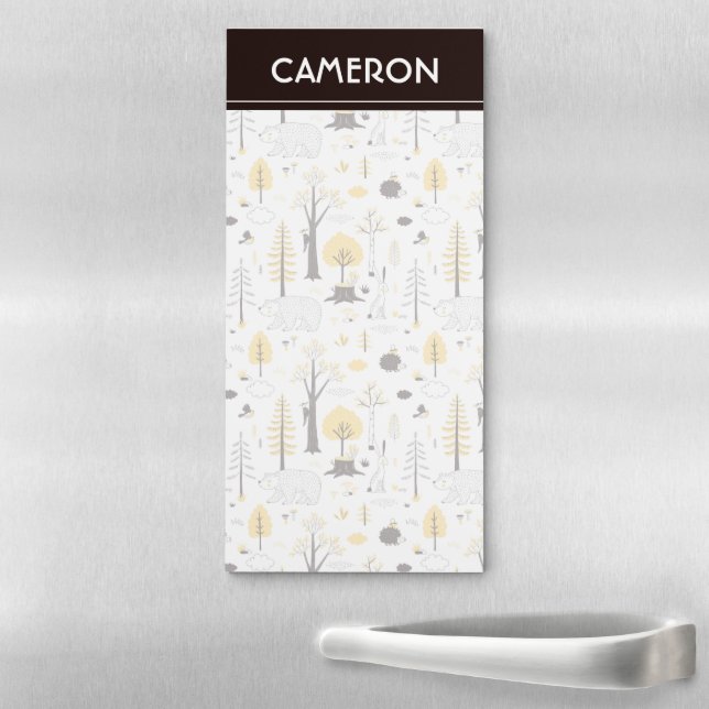 Cute Golden Woods Scene Pattern Magnetic Notepad (In Situ)