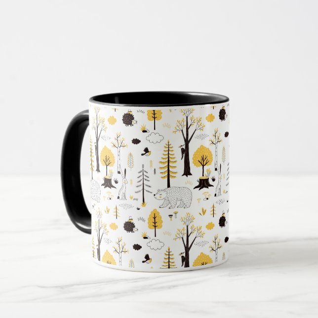 Cute Golden Woods Scene Pattern Mug (Front Left)