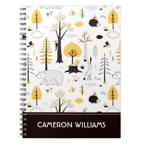 Cute Golden Woods Scene Pattern Notebook