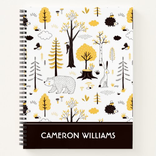 Cute Golden Woods Scene Pattern Notebook