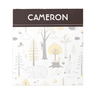 Cute Golden Woods Scene Pattern Notepad