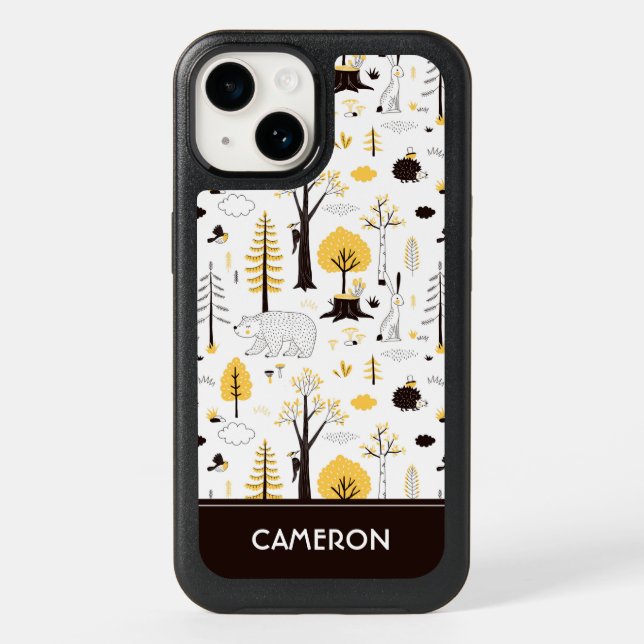 Cute Golden Woods Scene Pattern Otterbox iPhone Case (Back)