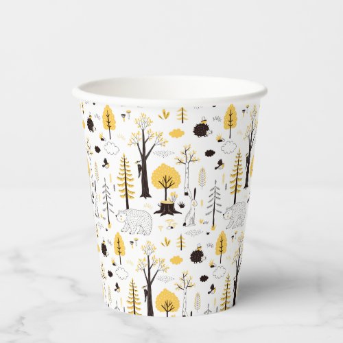 Cute Golden Woods Scene Pattern Paper Cups