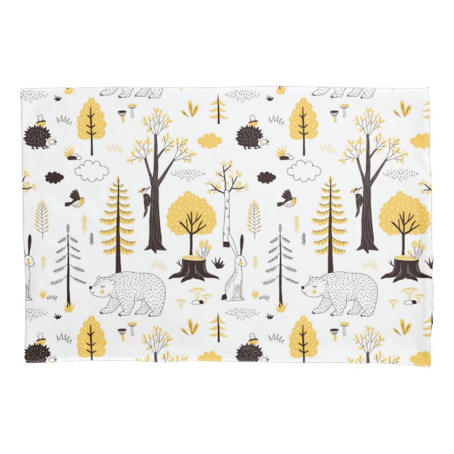 Cute Golden Woods Scene Pattern Pillow Case (Front)