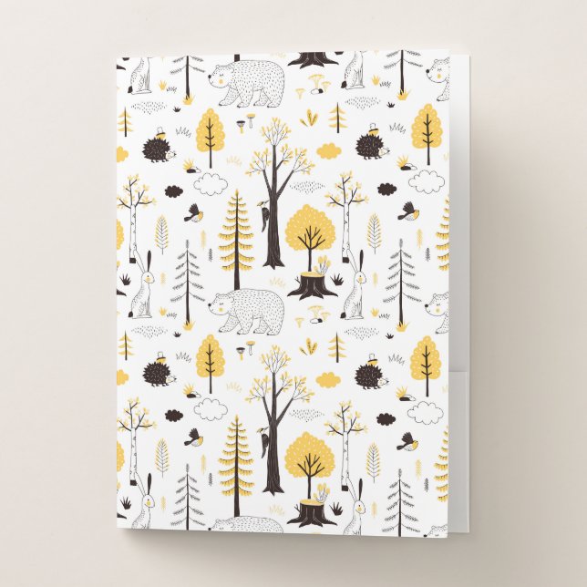 Cute Golden Woods Scene Pattern Pocket Folder (Front)
