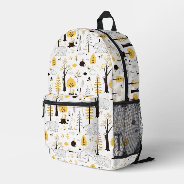 Cute Golden Woods Scene Pattern Printed Backpack (Back Corner Right)